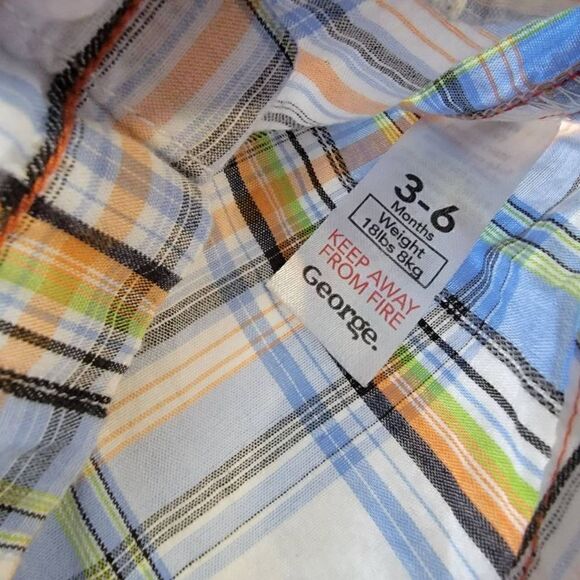 George Plaid Baby Button Down SZ 3-6 Month Pearl Snaps - Picture 4 of 5